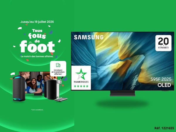 TV OLED SAMSUNG TQ55S95F sans reflet 4K AI 2025