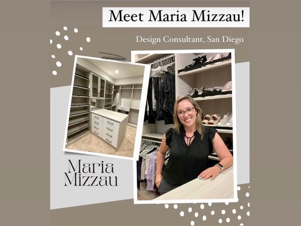 Designer Spotlight: Maria Mizzau Maria Mizzau, California Closets San Diego design consultant standing in a custom closet she designed.