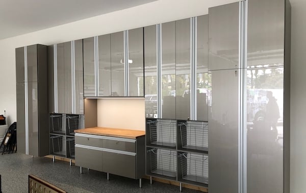 Garage with Grey Cabinets