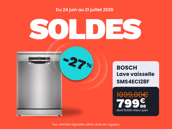 Lave vaisselle 60 cm BOSCH SMS4ECI28F Série 4 SERENITY Silence Plus