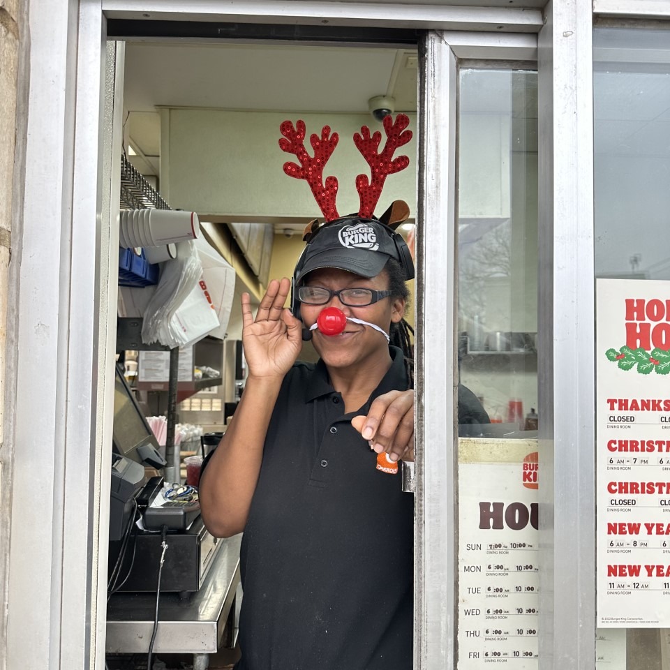 I loved seeing one of the customers being silly in the drive thru!