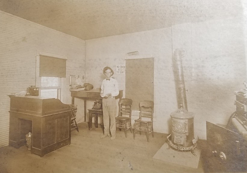 The rolltop desk that Talbird’s grandfather started his lumber yard business with in 1912 greets customers as they enter the Lovan Insurance Agency