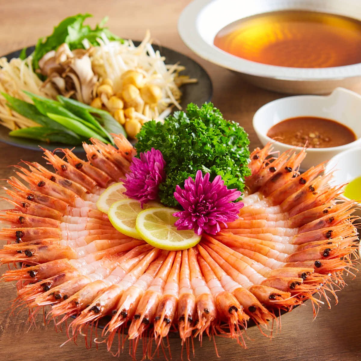 ■極-kiwami■忘年会・各種ご宴会に一押し!!新感覚の海老しゃぶ堪能贅沢三昧【3時間飲み放題付】9品 4480円
