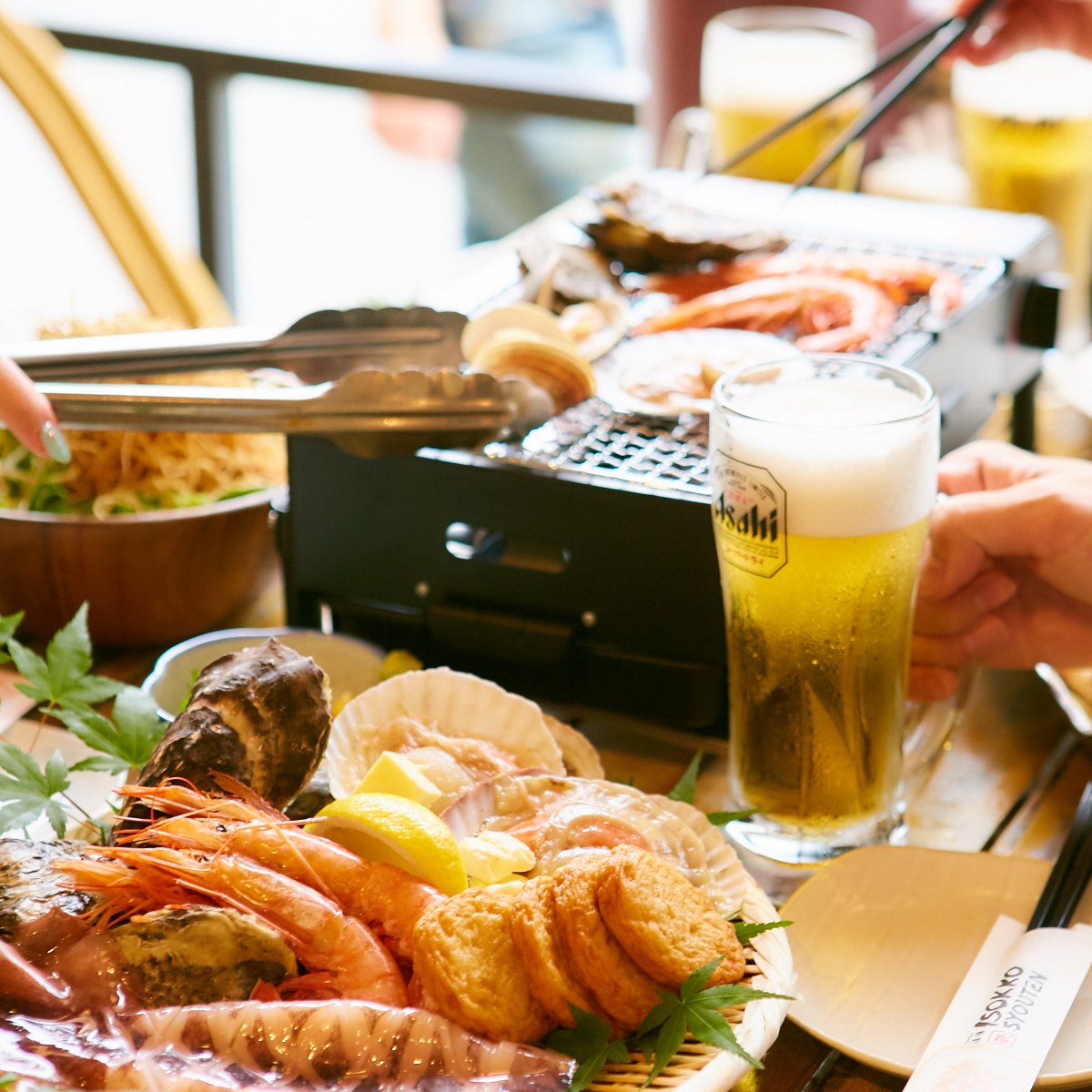 \★宴-BBQ★/お肉・海鮮BBQ堪能♪屋内ビアガーデンコース【2時間飲み放題】7品4000円