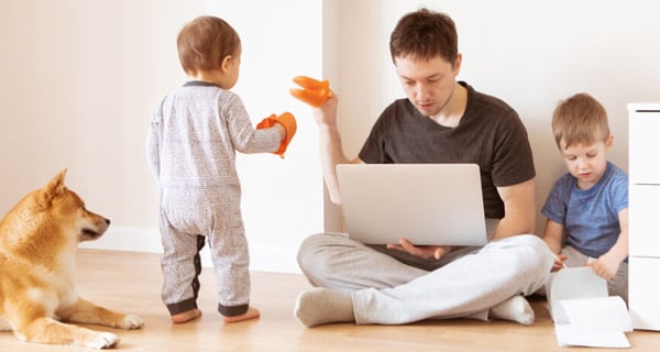 Man and children