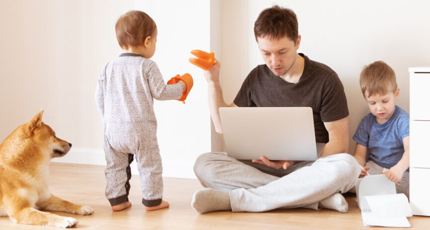 Man and children