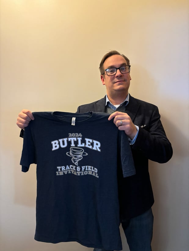 Butler's track team sent me this t-shirt! We love supporting the community