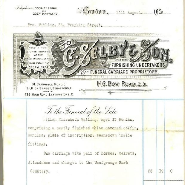 C Selby Funeral Directors old letterhead