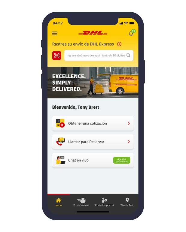 Descargue la aplicación DHL Express Mobile para monitorear y administrar sus envíos.