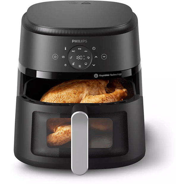Airfryer PHILIPS NA231/00 Friteuse sans huile avec fenêtre de cuisson Noir/Argent, Série 2000 6.2L