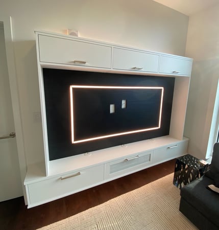 White Entertainment center with lighting