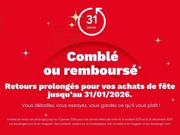 Satisfait ou remboursé jusqu'au 31 janvier 2026