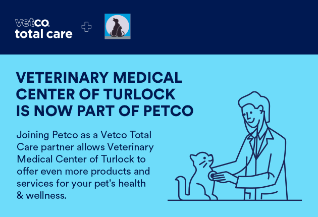 Pop up banner for information about Veterinary Medical Center being acquired by Petco and Vetco Total Care