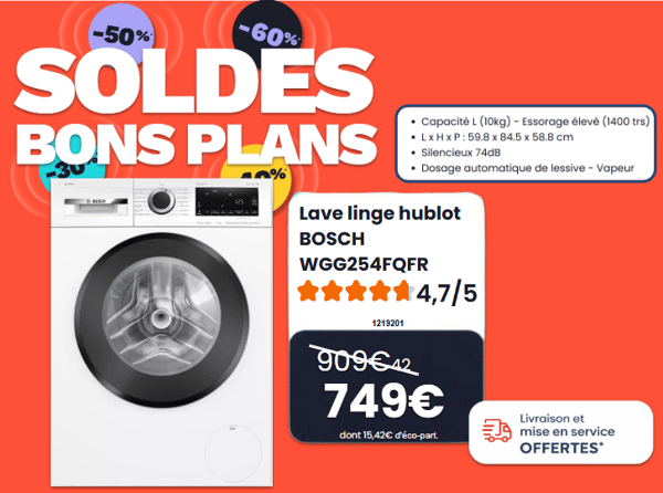 👉 Soldes chez Boulanger La Roche-sur-Yon !
💧 Découvrez le lave-linge Bosch 10 kg avec dosage automatique i-Dos pour un linge toujours propre, sans gaspillage 🌟 

💸 Prix soldé : ~749 € seulement – puissance, silence et technologie pour votre maison ! 🔥 

📍 Passez vite en magasin 📲 #Soldes #Boulanger #Electroménager