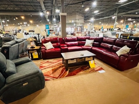 Slumberland Furniture Store in Wausau,  WI - Red Leather sectional