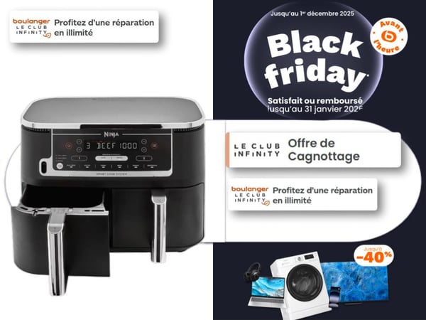 Friteuse sans huile Airfryer Philips en promotion Black Friday chez Boulanger Toulouse Colomiers – modèles Seb, Ninja, Moulinex, Tefal, cuisson saine et croustillante, friteuse connectée et multifonction, prix Black Friday.
Airfryer disponible chez Boulanger Toulouse Colomiers – Friteuse sans huile compacte ou familiale, cuisson saine et rapide, modèles disponibles aussi chez Philips, Ninja, Seb, Tefal et Moulinex.