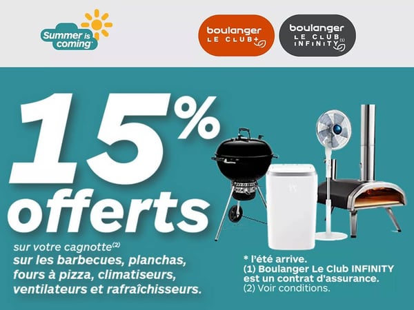 15% de cagnottage pour l'achat de votre Clim, Ventilo, Barbecue ou Plancha avec Boulanger Montauban