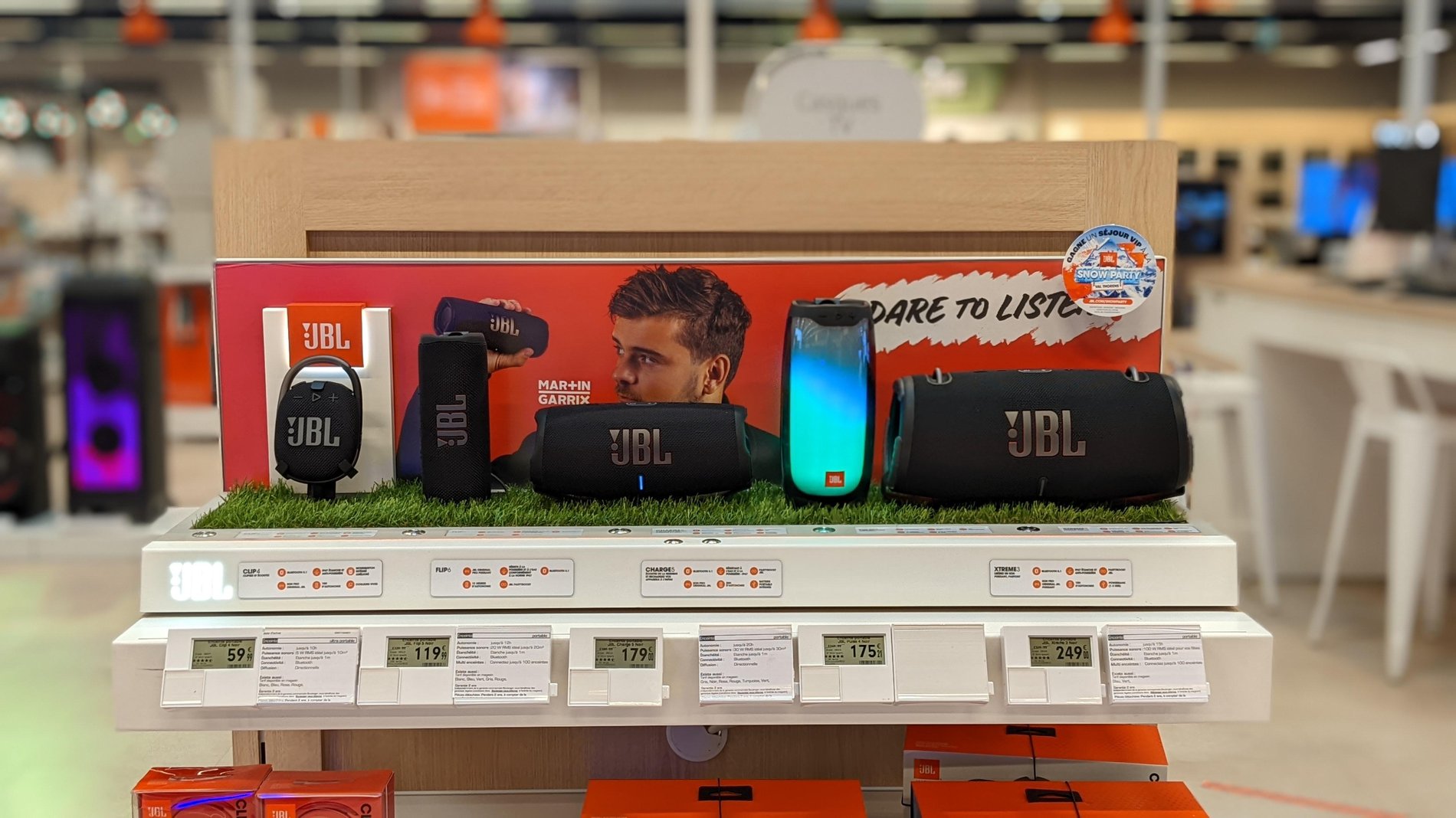 Mise en avant enceinte JBL dans le magasin Boulanger Noyelles-Godault