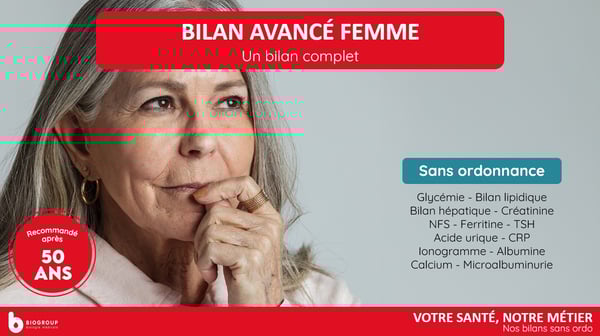 Biogroup - Bilans sans Ordo - Bilan avancé femme