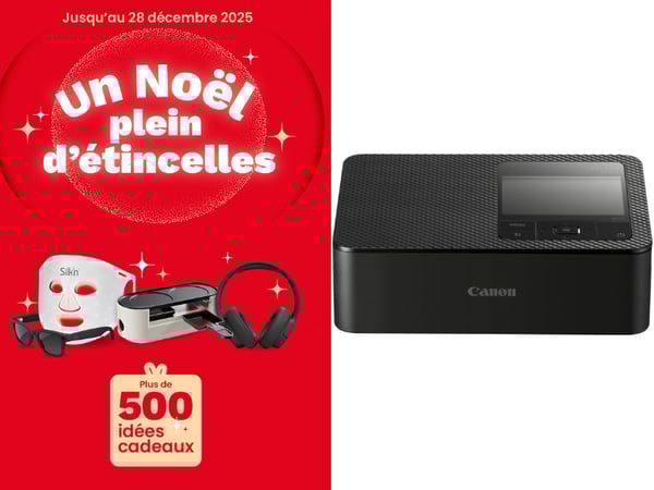 Venez découvrir l'imprimante photo portable CANON Selphy CP1500 noire en promotion à l'occasion de notre opération de noel
