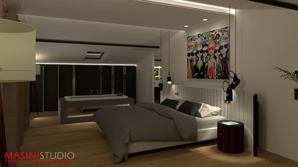 Réalisation aménagement intérieur master bedroom villa individuelle