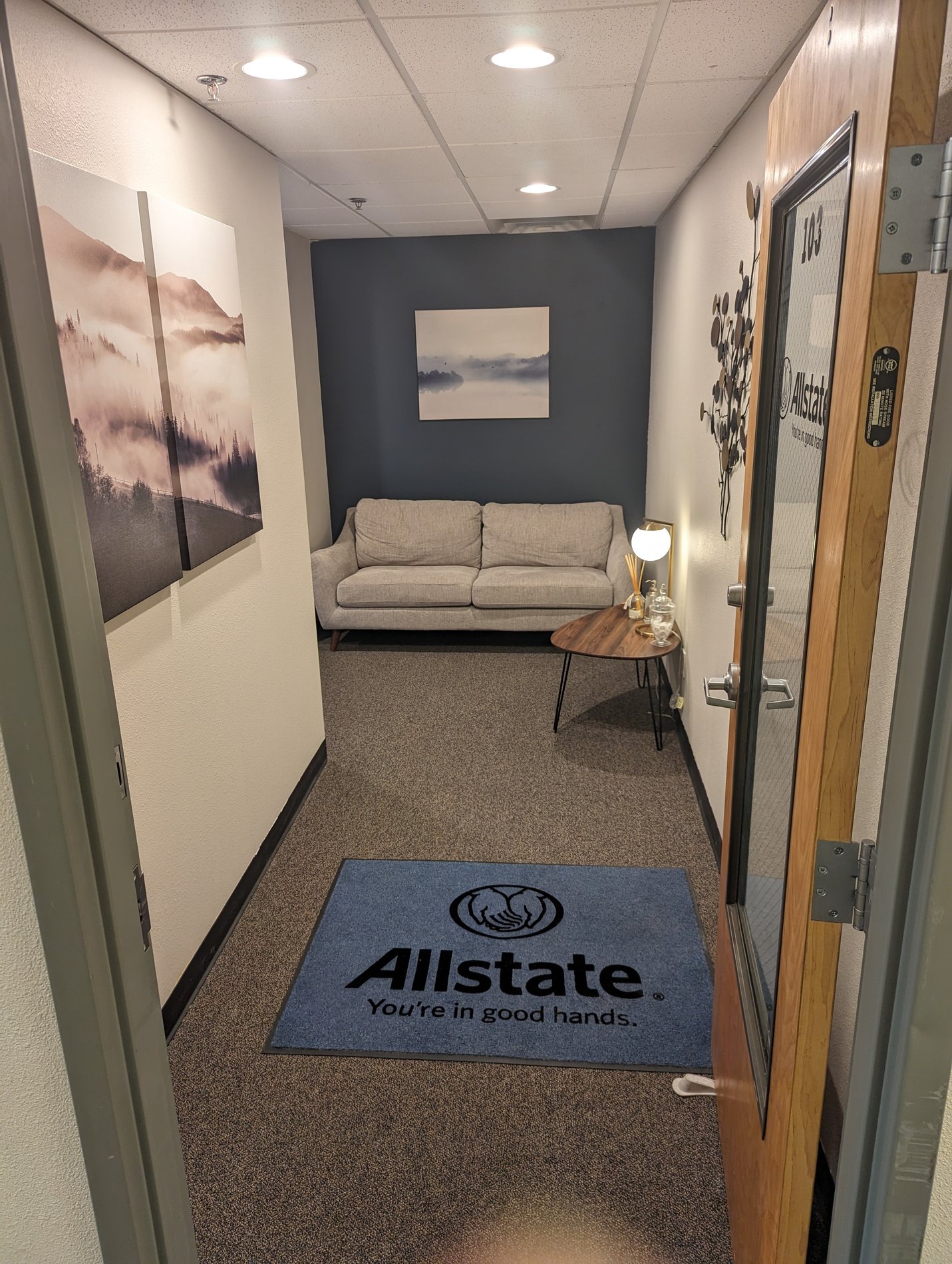 Our office entryway and comfy waiting area!