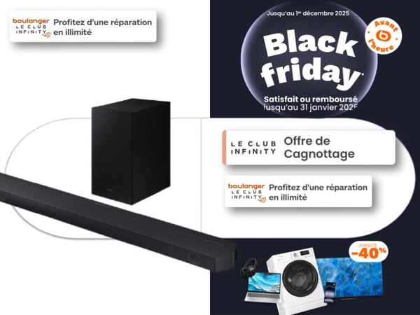 Barre de son en promotion Black Friday chez Boulanger Toulouse Colomiers – barre de son Bluetooth, Dolby Atmos, caisson de basses sans fil, marques Samsung, LG, Sony, JBL, Philips, son cinéma à la maison.
Barre de son Bose disponible chez Boulanger Toulouse Colomiers – Barre de son avec ou sans caisson de basses, qualité home cinéma, modèles aussi disponibles chez Sonos, Samsung, LG, Sony et JBL.