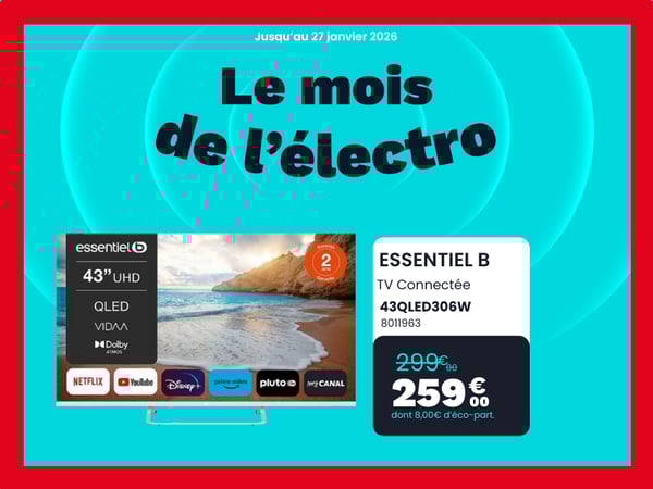 TV QLED ESSENTIELB Blanc 43QLED306W ( 109cm )