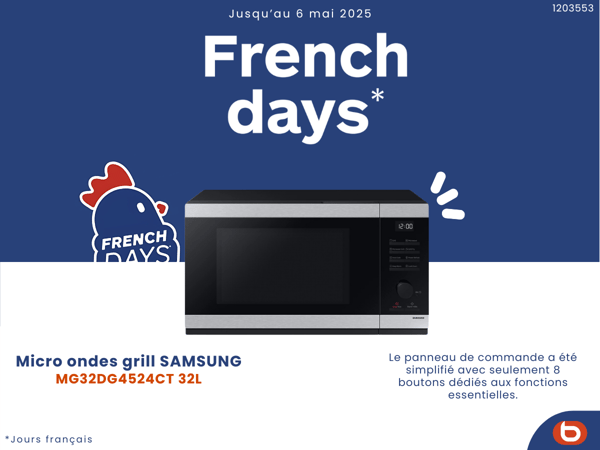 découvrez le Micro ondes grill SAMSUNG MG32DG4524CT 32L dans votre magasin Boulanger Boulogne-Sur-Mer