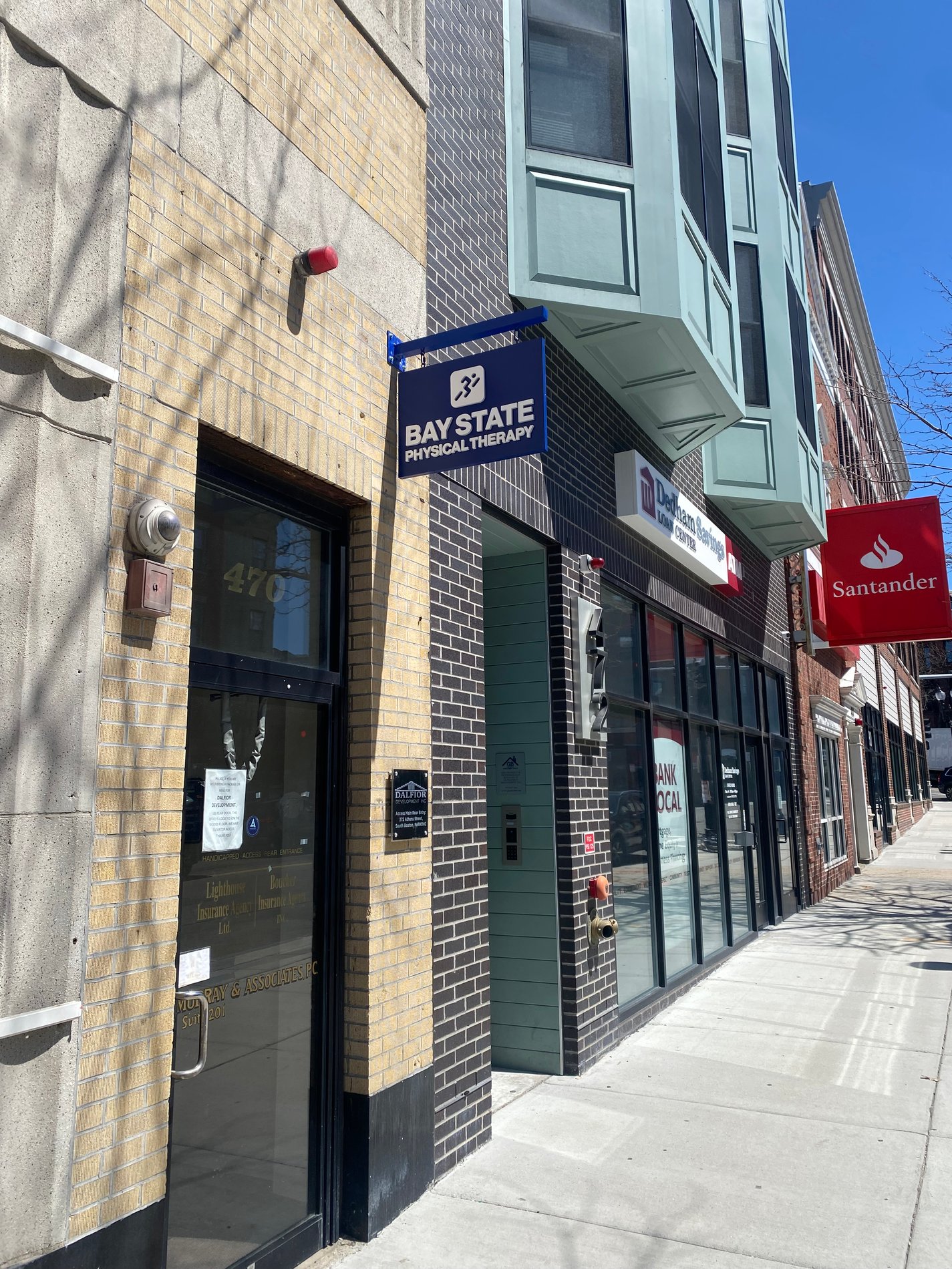 Bay State Physical Therapy South Boston, MA 470 West Broadway front of clinic.