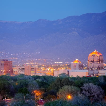 Albuquerque skyline at night.