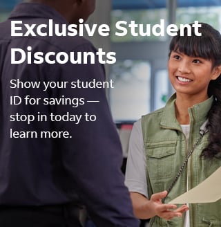Show your student id for savings
