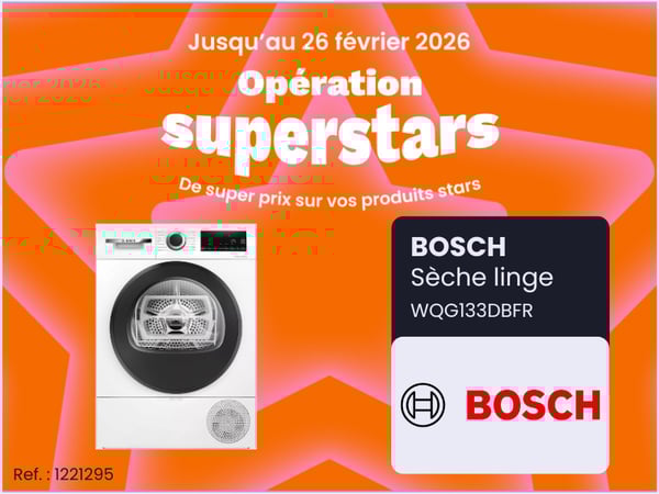 Sèche linge pompe à chaleur BOSCH WQG133DBFR chez Boulanger Vitrolles
