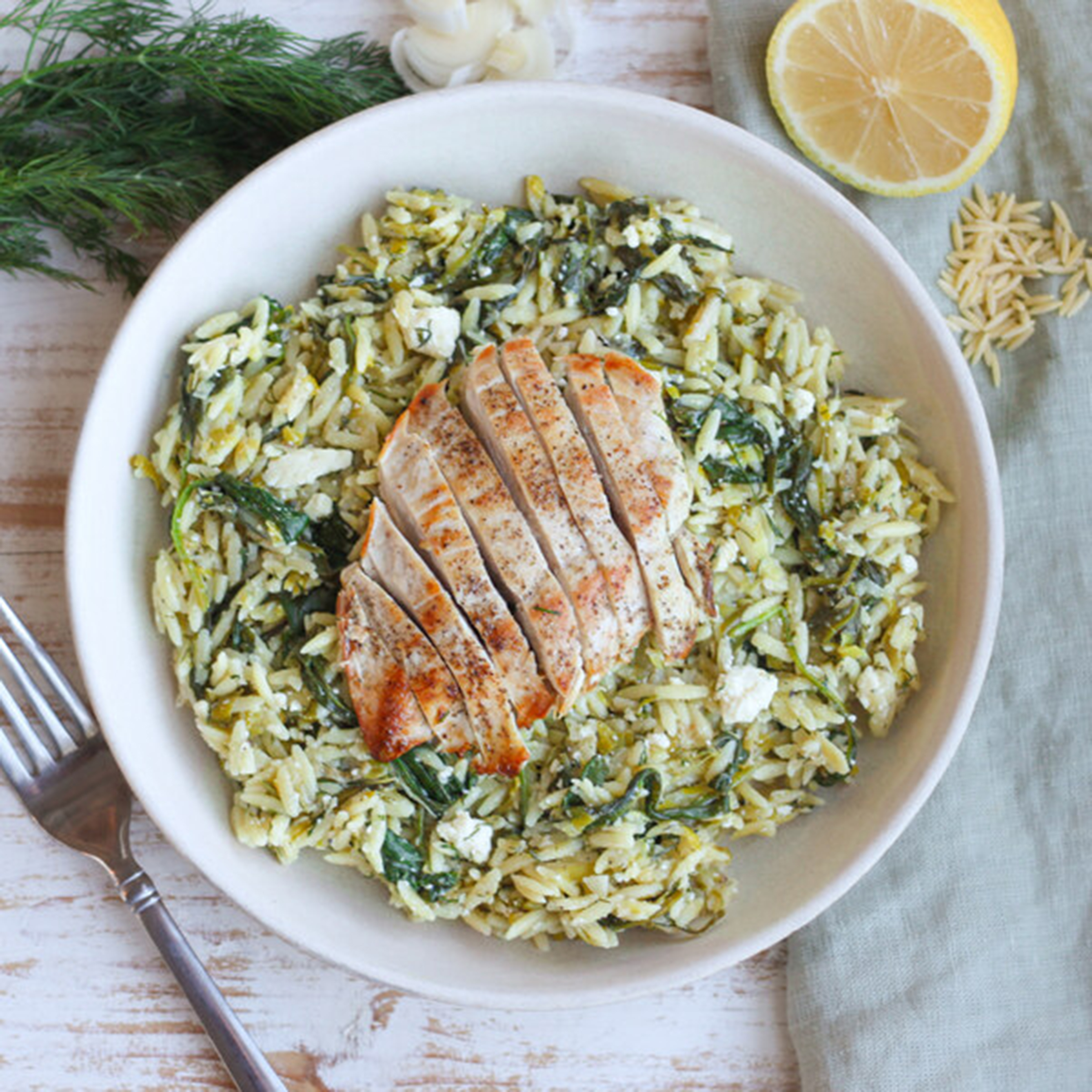 orzo pasta with chicken and leeks