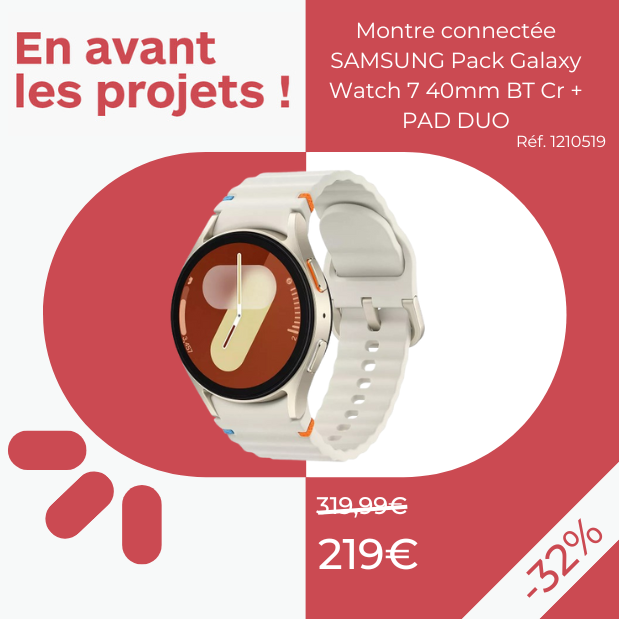 Montre connectée SAMSUNG Pack Galaxy Watch 7 40mm BT Cr + PAD DUO