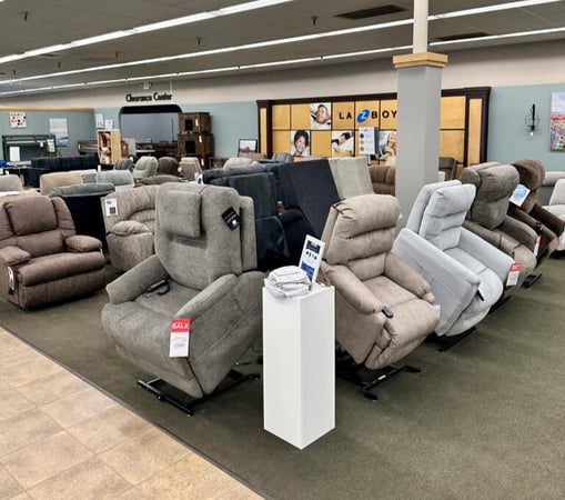 Power lift chairs at Slumberland Furniture Burlington designed for medical support and enhanced mobility. Ideal for seniors and individuals recovering from surgery or dealing with arthritis, joint pain, or limited mobility. These lift recliners provide gentle assistance standing up, along with comfort features like heat, massage, and ergonomic support—available with local delivery and flexible financing in Southeast Iowa.