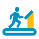 Blue and yellow icon showing a person on a treadmill