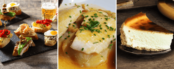 ピンチョスのイメージ／バカラオ・アル・ピルピルのイメージ／バスクチーズケーキのイメージ