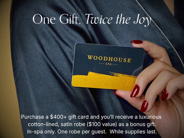 Woodhouse Spa Gift Card Fort Collins, Wrap Up Relaxation This Holiday, Fort Collins Spa, Free gift with purchase