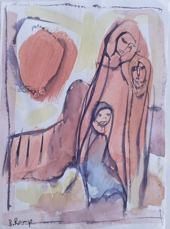 zusammenhalten, Aquarell von Barbara Ramp, www.rampart.ch