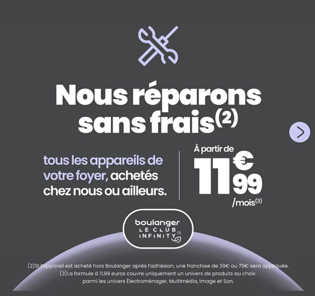 Adhérer au club Infinity ! Rendez-vous dans votre magasin Boulanger Saint Pierre des Corps pour plus d'informations