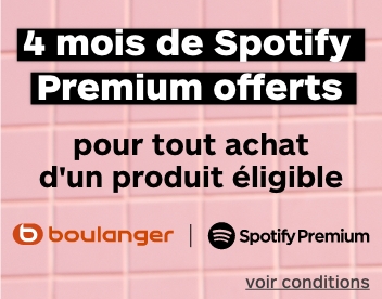 4 mois de Spotify Premium offerts pour l'achat d'une sélection de produits Image, Son et Multimédia.