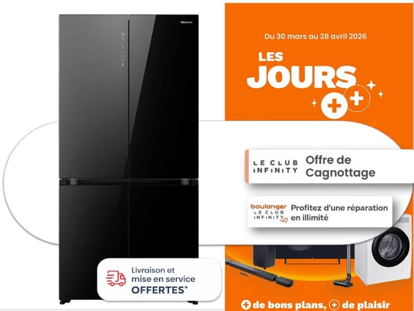 Voici LE frigo multi-portes Hisense à Niort ! Profitez de la livraison et de la mise en service OFFERTES pour ce frigo Hisense américain par Boulanger Niort