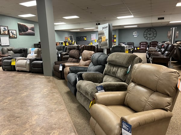 Recliners at Slumberland Furniture Store in Eveleth,  MN