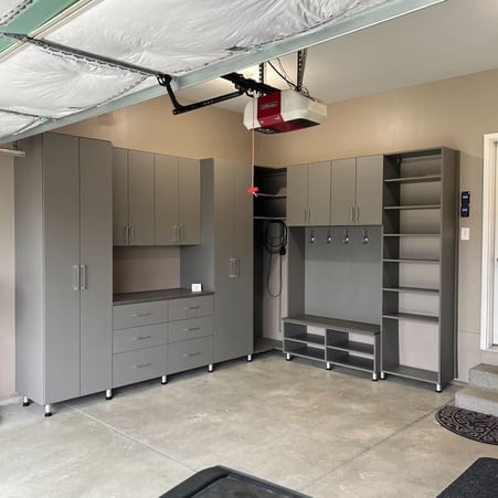Grey garage workspace storage
