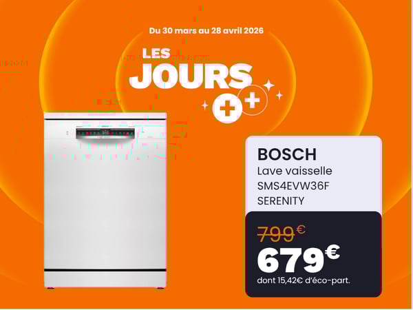 Lave vaisselle 60 cm BOSCH SMS4EVW36F, SERENITY, Efficient Dry