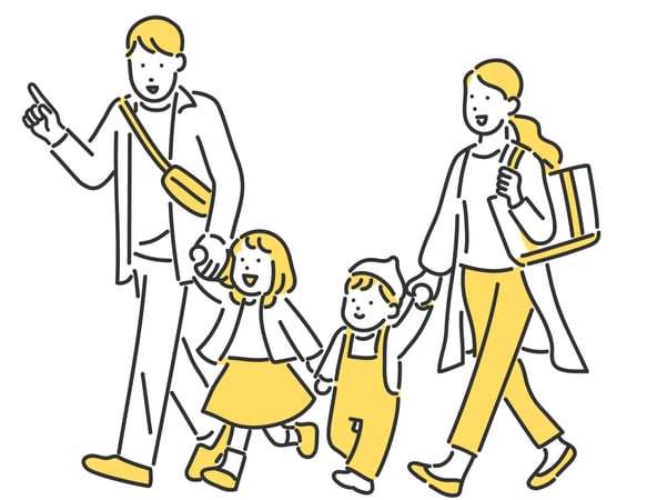 おでかけする家族