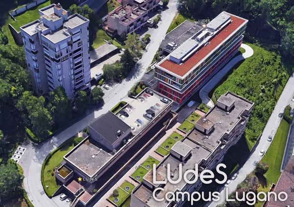 Veduta aerea Campus L.U.de.S. a Lugano