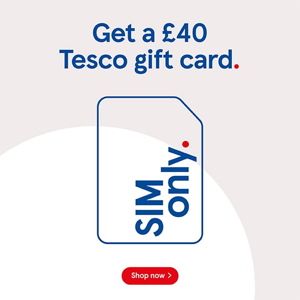 Get a £40 Tesco gift card with frozen Clubcard prices at Tesco Mobile, Shop now!