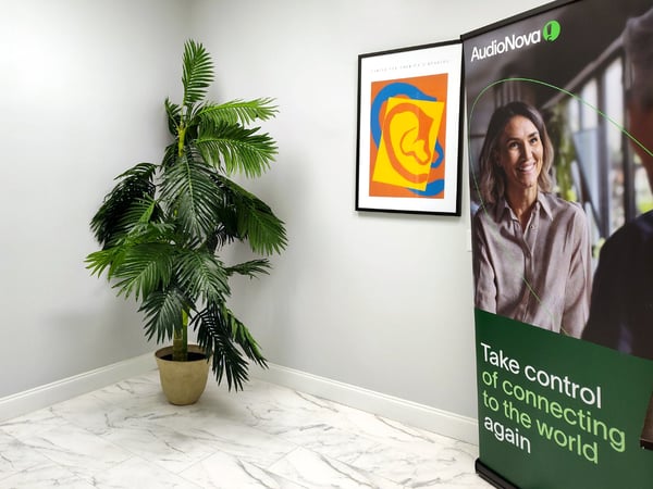 Interior photo of the entryway for AudioNova hearing clinic in Jupiter, FL